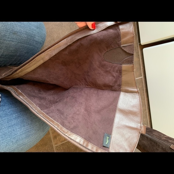 Sam Adelman knee high riding boots brown suede and leather low heel EUC - Picture 2 of 16